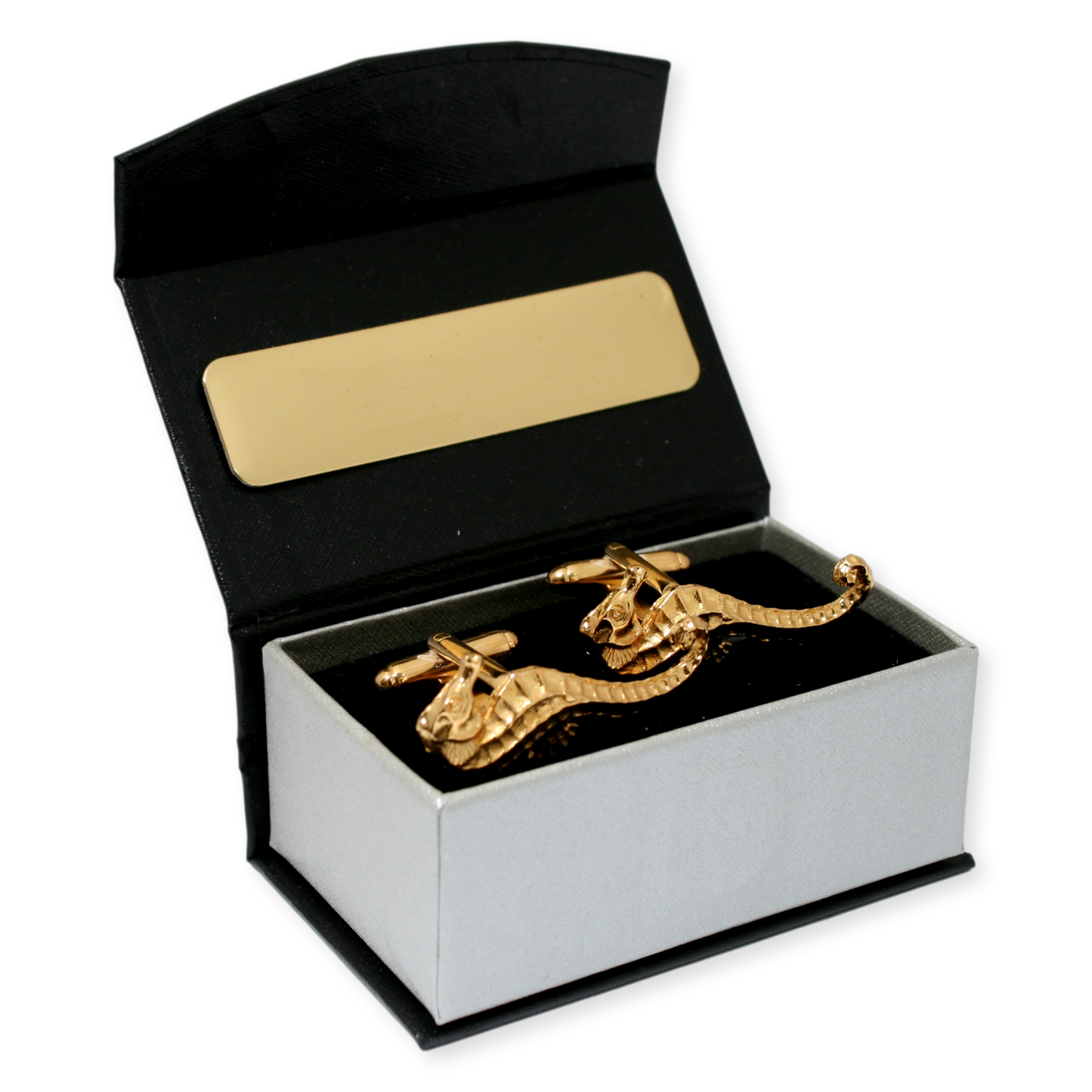 Sea Horse Gold Plated Cufflinks With Engraved Gift Box