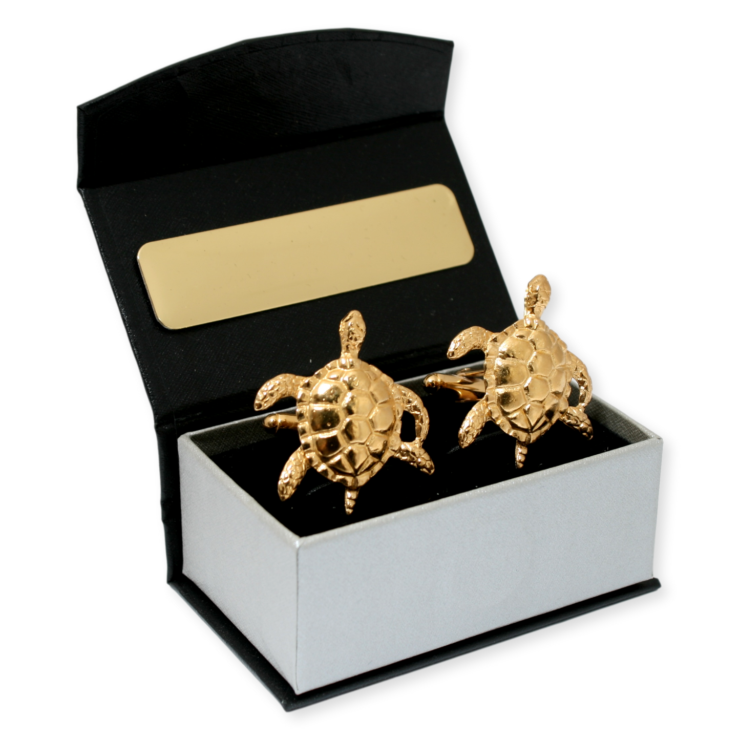 Turtle Gold Plated Cufflinks With Personalised Gift Box