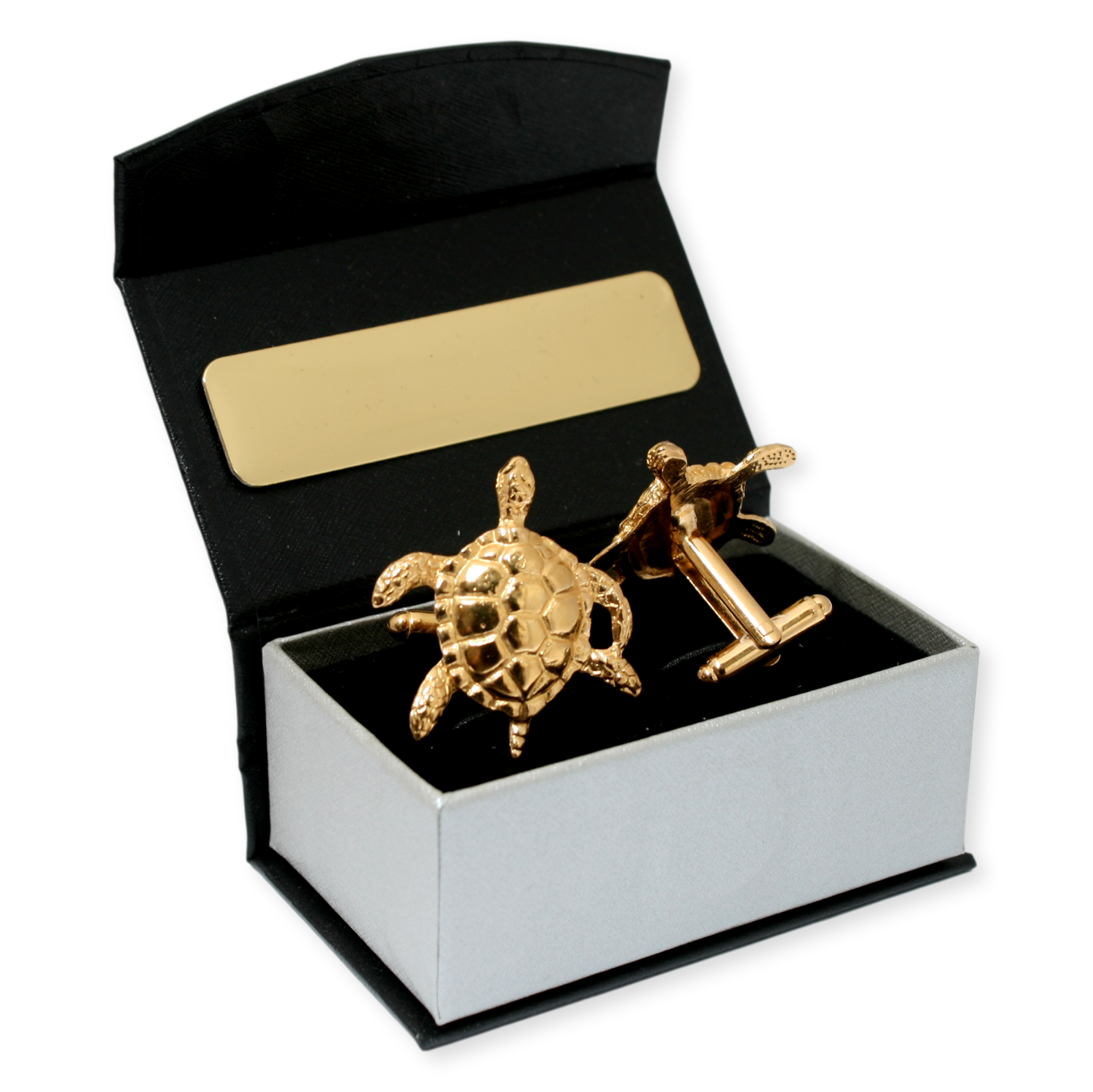Turtle Gold Plated Cufflinks With Personalised Gift Box