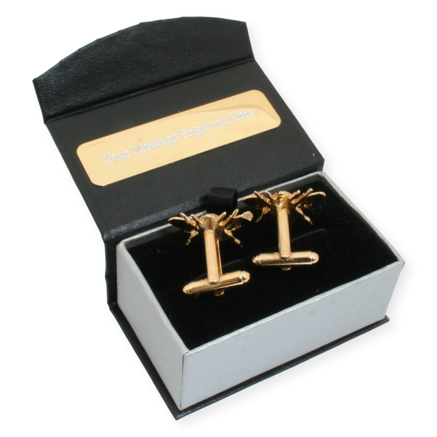 Bee Gold Plated Pair Of Cufflinks & Engraving Option