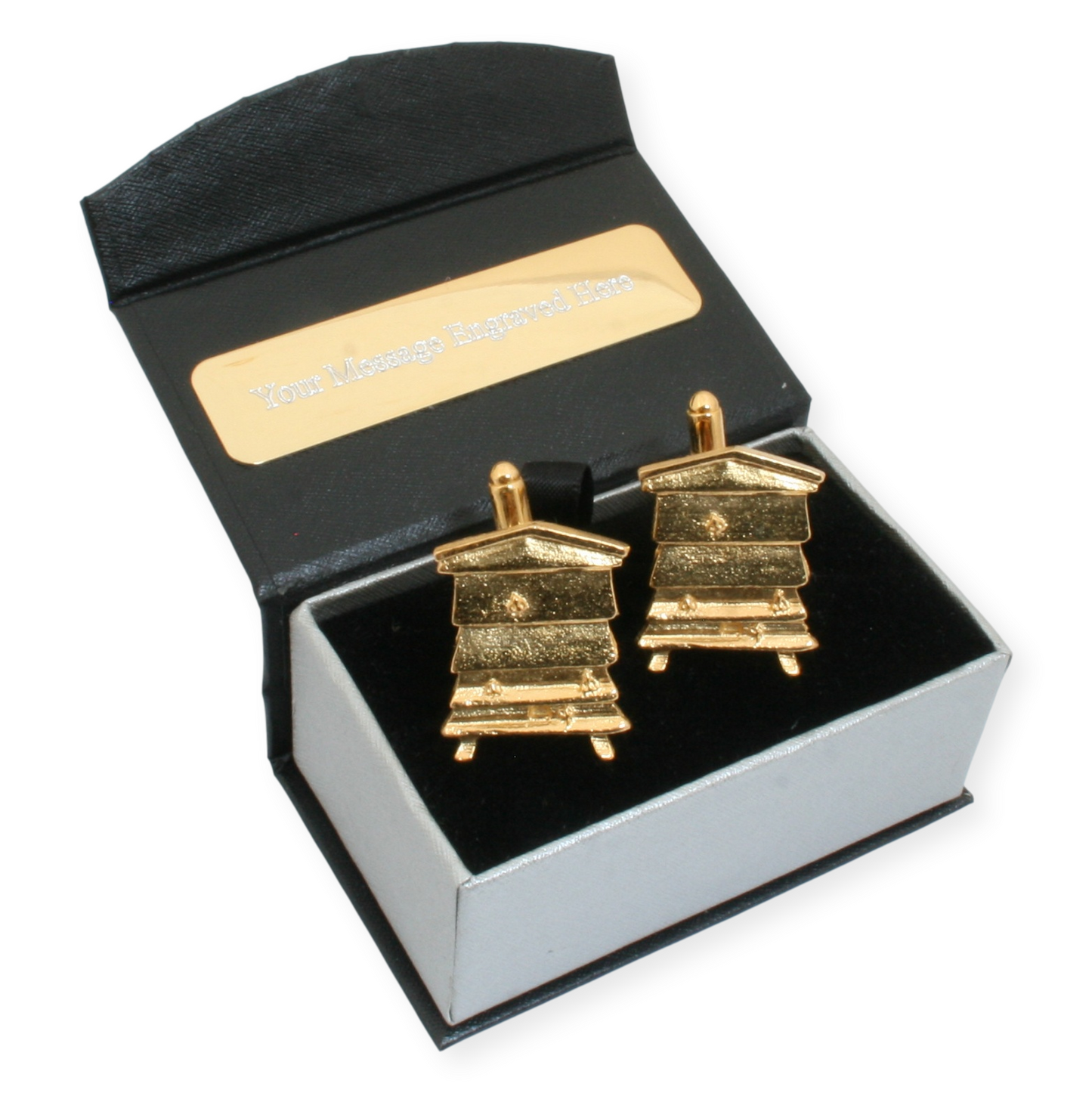 Bee Hive Gold Plated Pair Of Cufflinks & Engraving Option