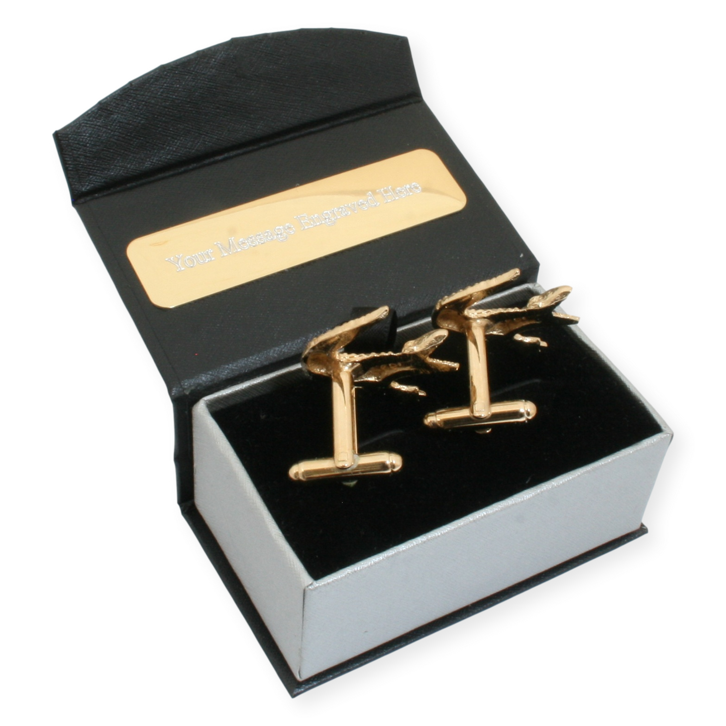 Crocodile Gold Plated Pair Of Cufflinks & Engraving Option