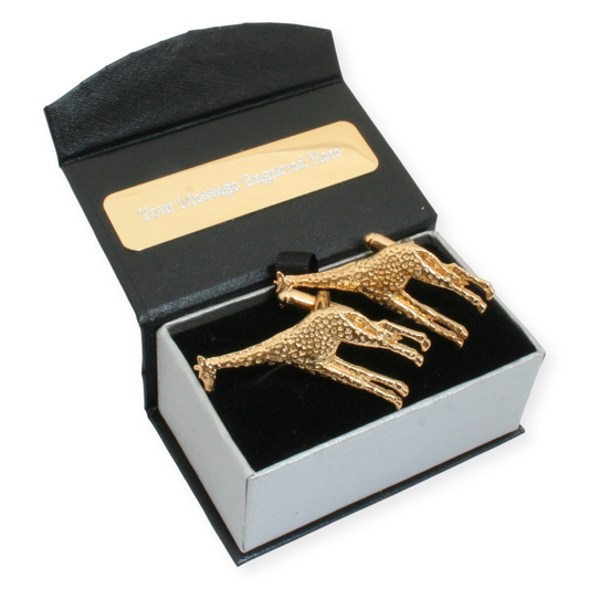 Giraffe Gold Plated Pair Of Cufflinks & Engraving Option