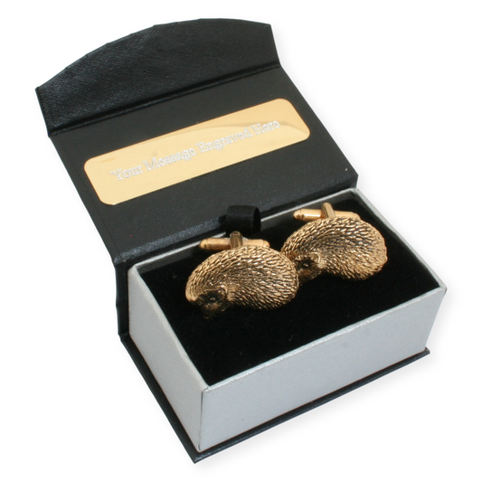 Hedgehog Gold Plated Pair Of Cufflinks & Engraving Option