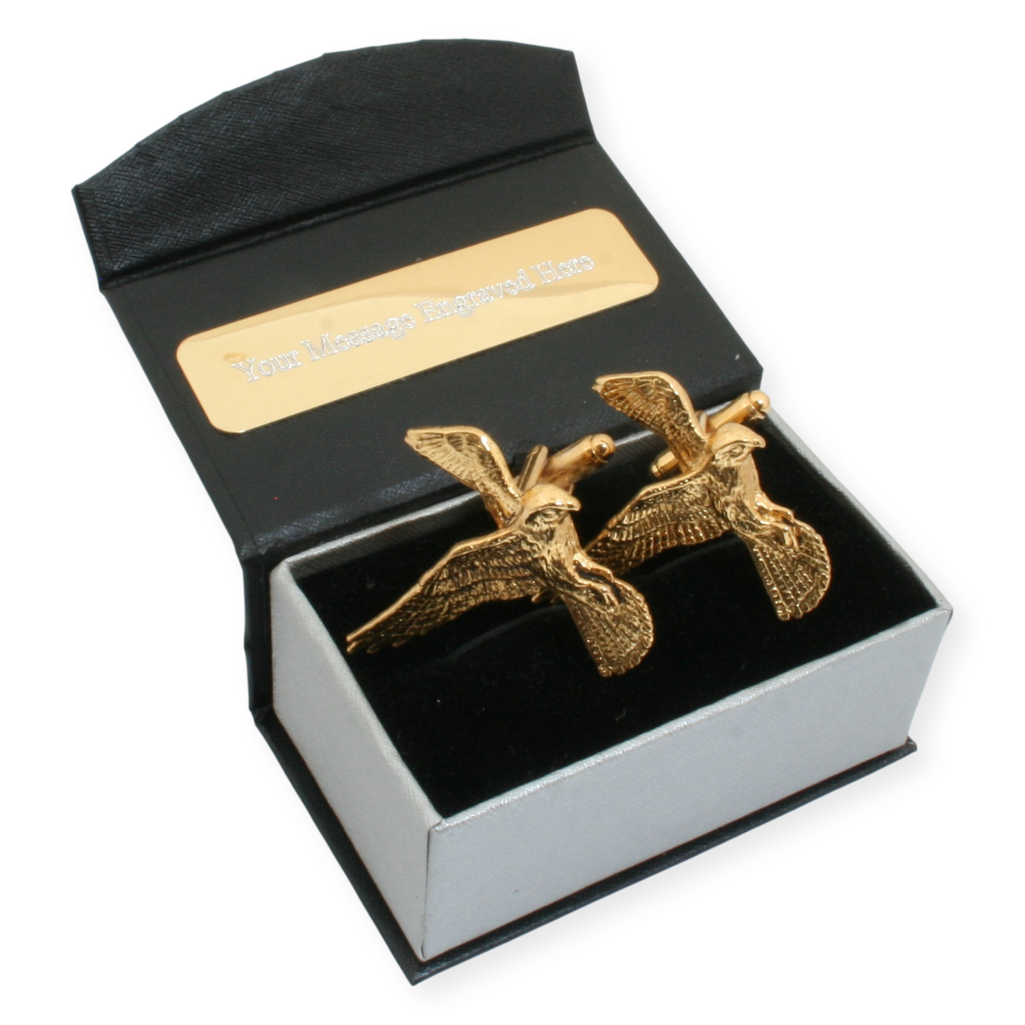 Pair Of Kestrel Gold Plated Cufflinks With Engraving Option