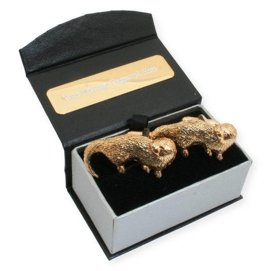 Pair Of Otter Gold Plated Cufflinks With Engraving Option