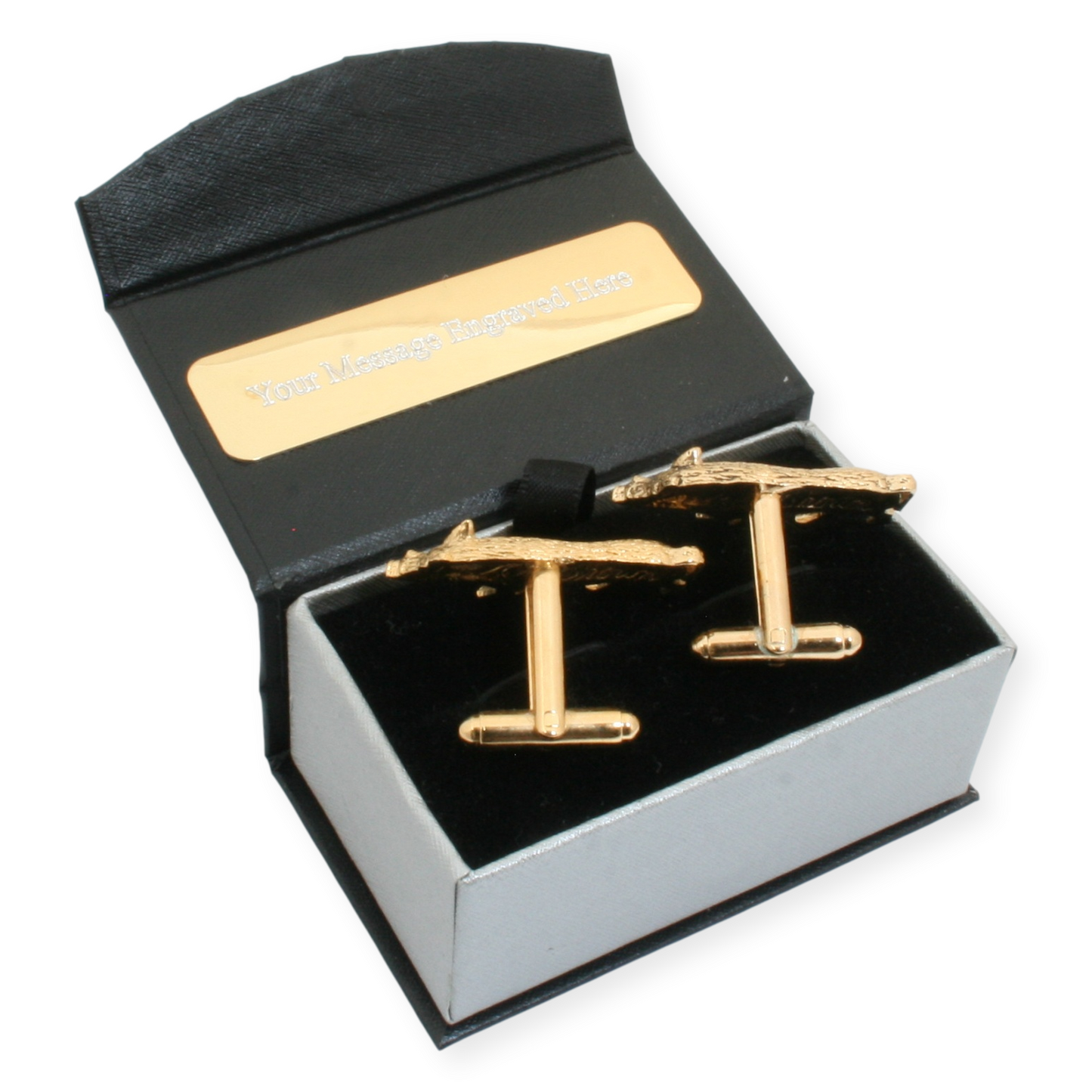 Pair Of Boar Gold Plated Cufflinks With Engraving Option