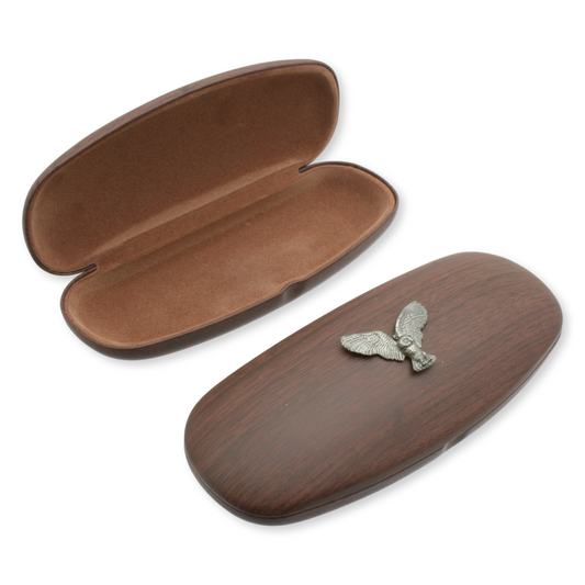 Birds Glasses Case Wood Effect Hard Case Men & Women Eye Protection Engraved Gift