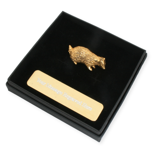 Gold Plated Badger Lapel Pin Badge With Engraving Option