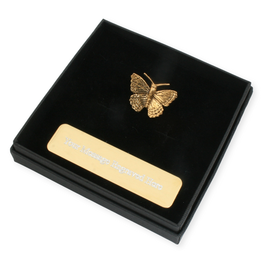 Gold Plated Butterfly Lapel Pin Badge With Engraving Option