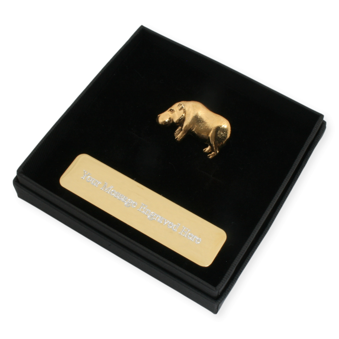 Hippo Gold Plated Lapel Pin Badge With Engraving Option