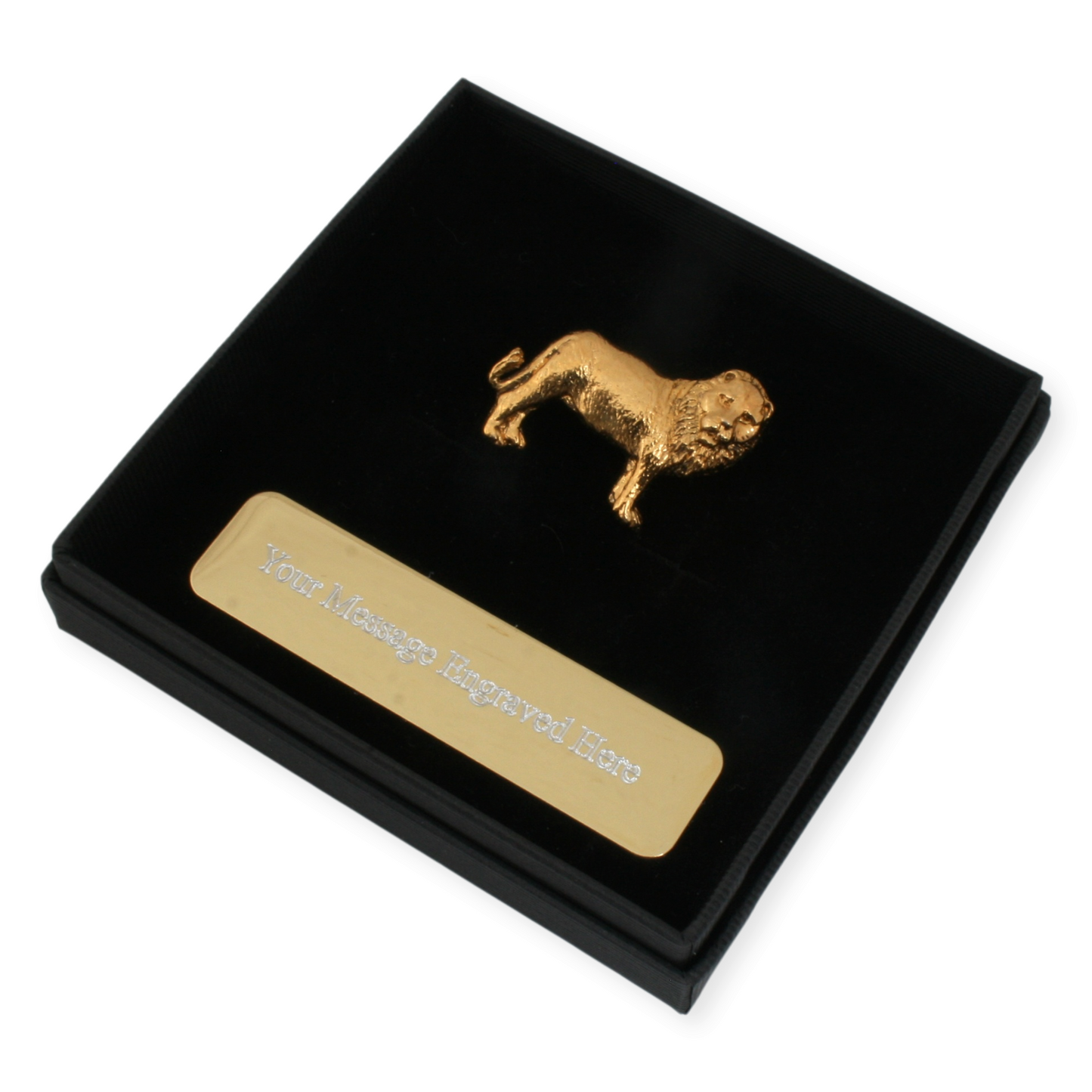 Lion Gold Plated Lapel Pin Badge With Engraving Option