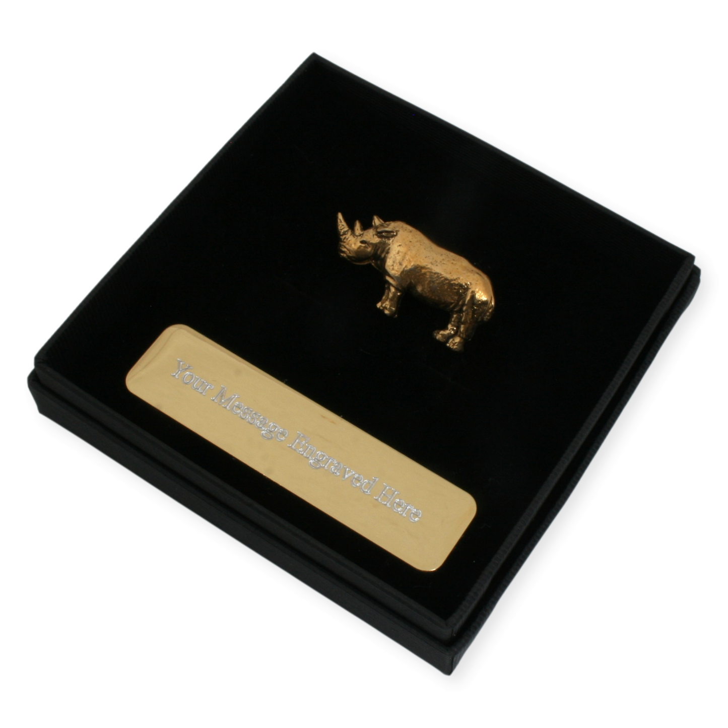 Rhino Gold Plated Lapel Pin Badge With Engraving Option