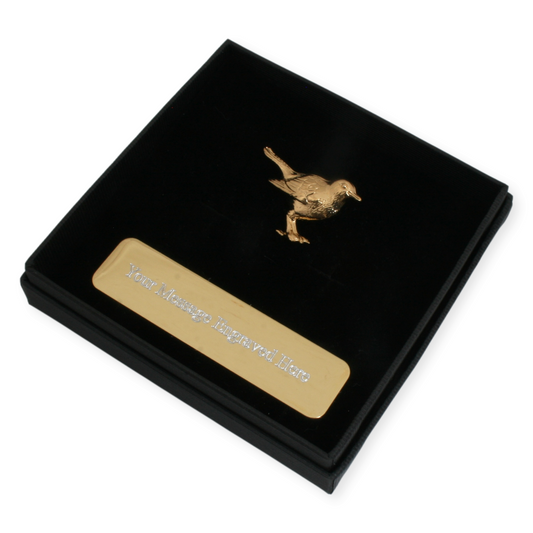 Robin Gold Plated Pin Badge Lapel & Engraving Option