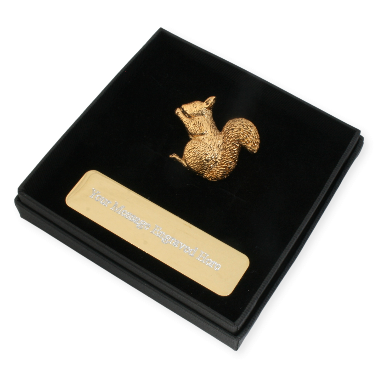 Squirrel Gold Plated Pin Badge Lapel & Engraving Option