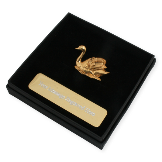 Swan Gold Plated Pin Badge Lapel & Engraving Option