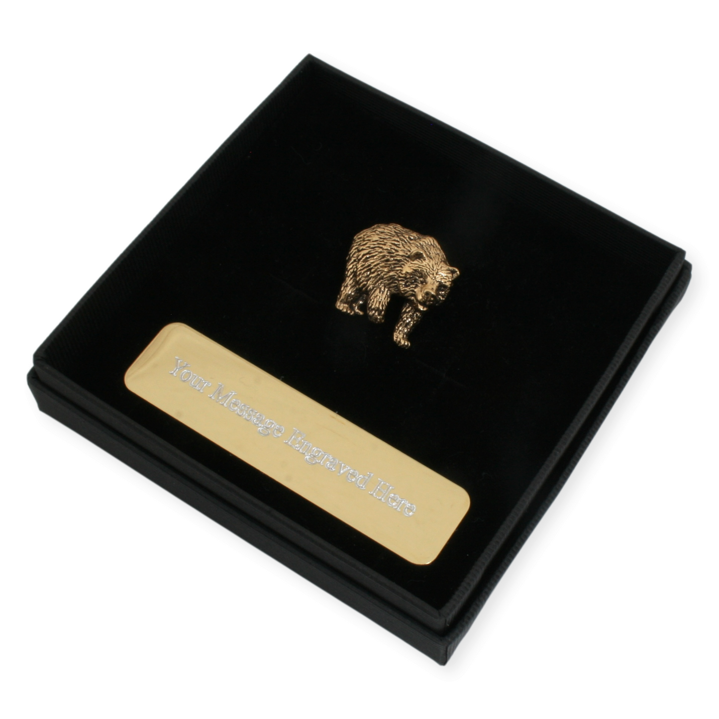 Bear Gold Plated Pin Badge Lapel & Engraving Option