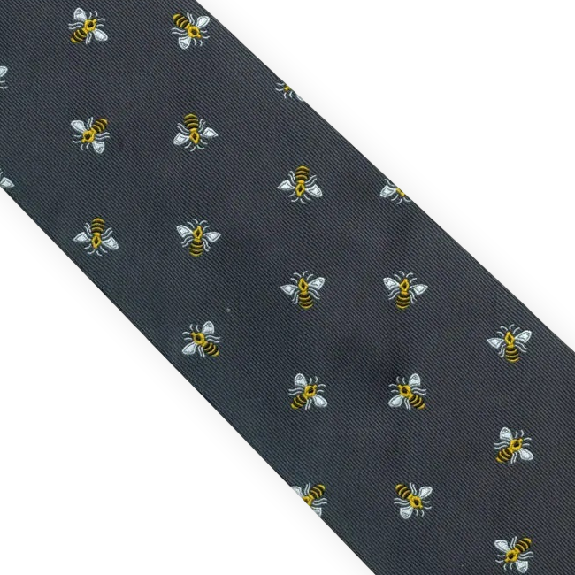 Navy Blue Bee Design Microfiber Neck Tie