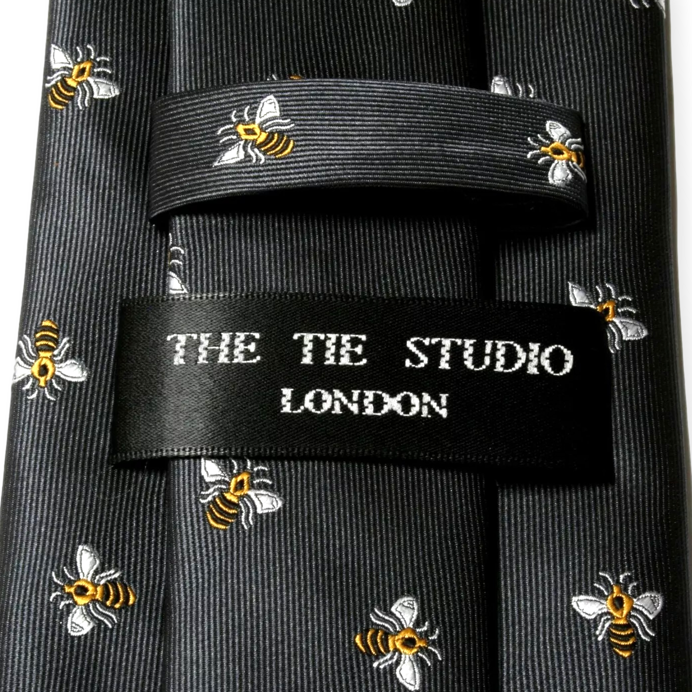 Navy Blue Bee Design Microfiber Neck Tie