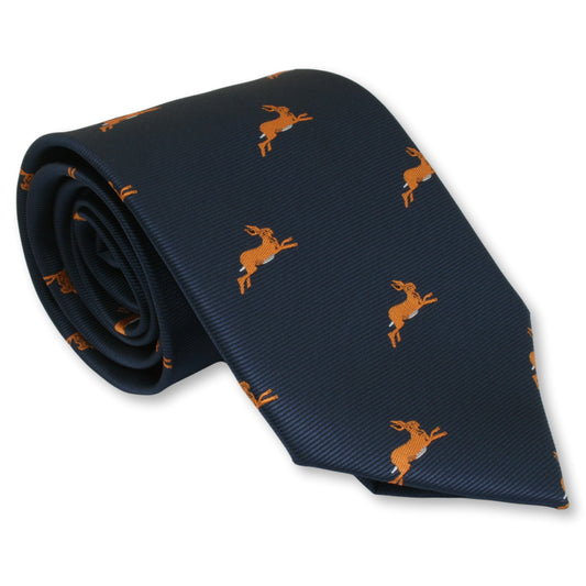 Navy Blue Hare Design Microfiber Neck Tie